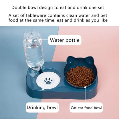 Pet Cat Bowl Automatic Feeder Water Dispenser Dog Cat Food Bowl