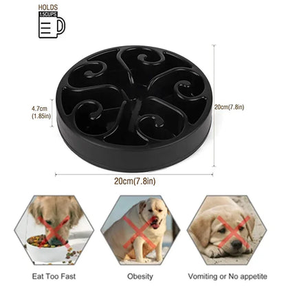 Pet Dog Slow Feeder Bowl Fun Non Slip Anti-Gulping Slower Food