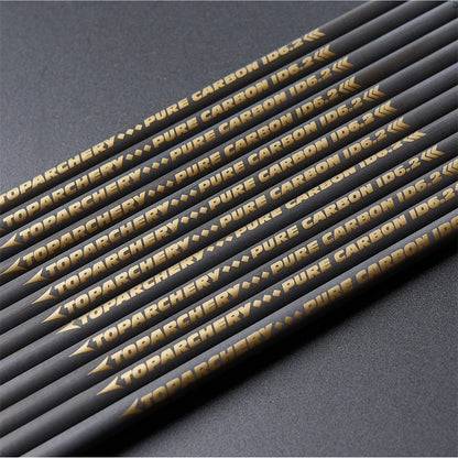 Pure Carbon Arrow Shafts for Archery and Hunting 12pcs 31/33inch ID6.2 for DIY Arrows