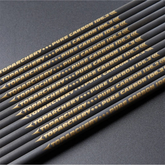 Pure Carbon Arrow Shafts for Archery and Hunting 12pcs 31/33inch ID6.2 for DIY Arrows