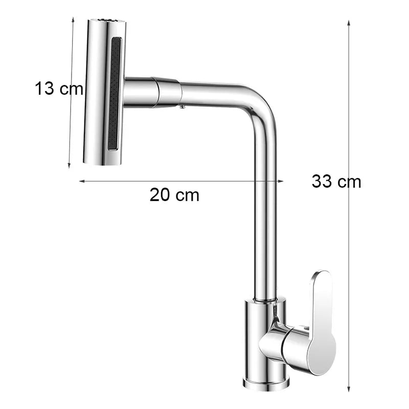 4 Modes Stainless Steel Kitchen Faucet Waterfall Stream Sprayer Hot Cold Water Mixer Sink