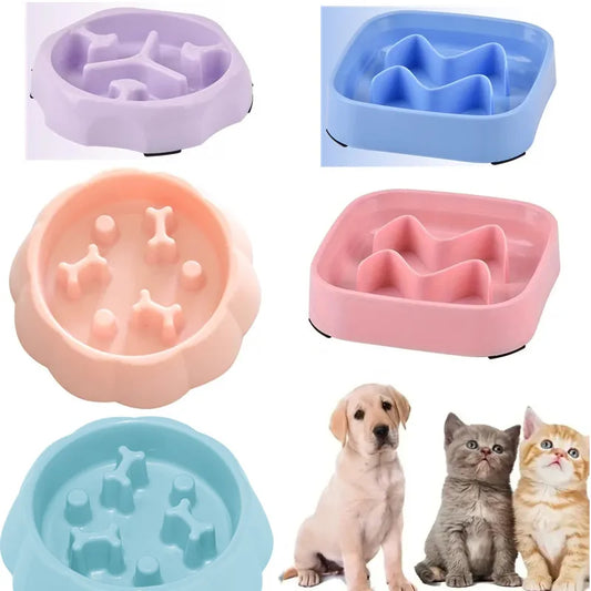 Pet supplies Color Slow Feeder Cat Bowl Anti-choking Plastic Dog