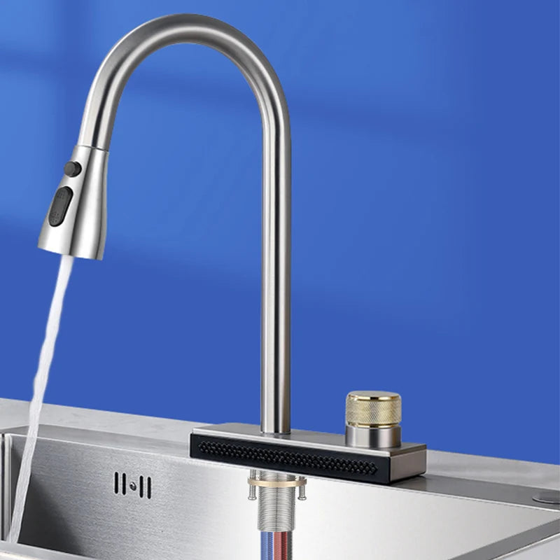 304 Stainless Steel Kitchen Waterfall Faucet Single-Hole Cold And Hot Water Faucet Can