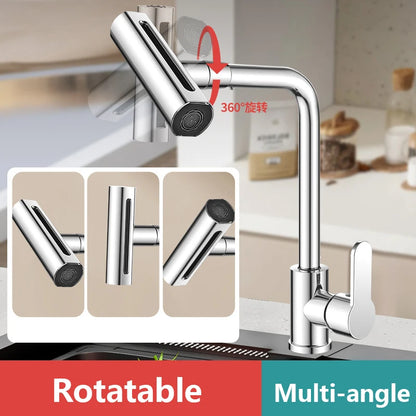 4 Modes Waterfall Kitchen Faucet Rotation Stream Sprayer Head Sink