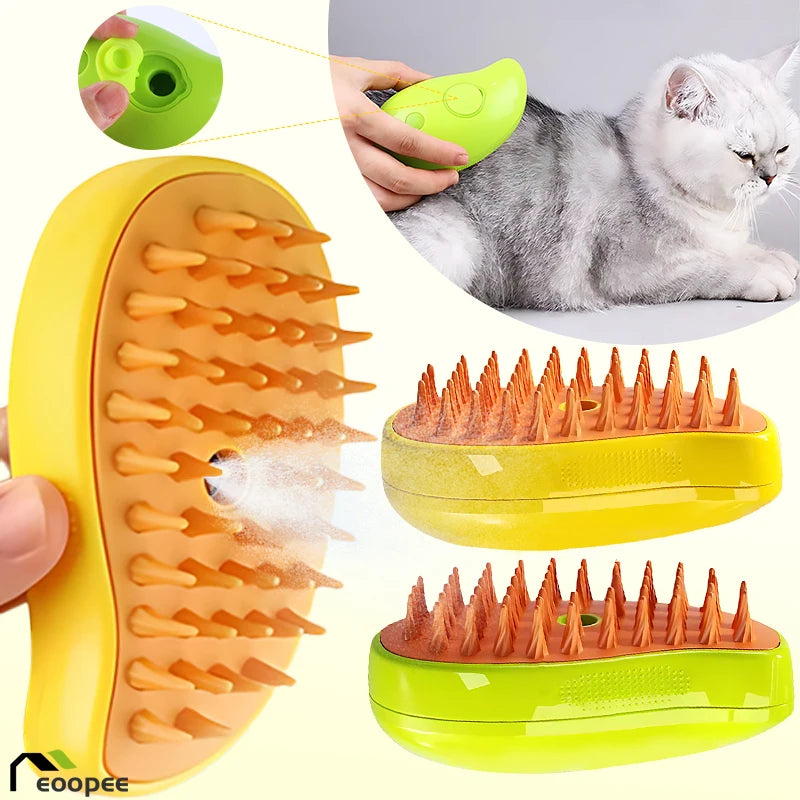 Dog Steam Brush Electric Spray Cat Hair Brush For Massage Pet Grooming