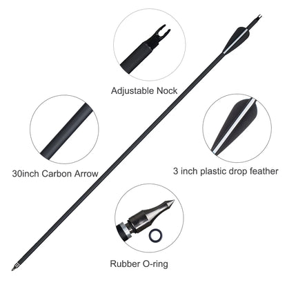 Toparchery 28/30inch Archery Carbon Arrow Spine 500 For Compound