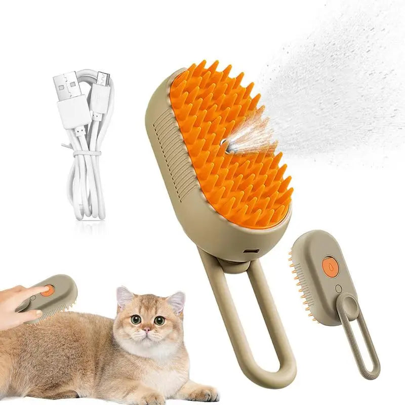 3 In 1 Electric Cat Steam Brush Steamy Dog Brush Spray Cat Hair Brushes