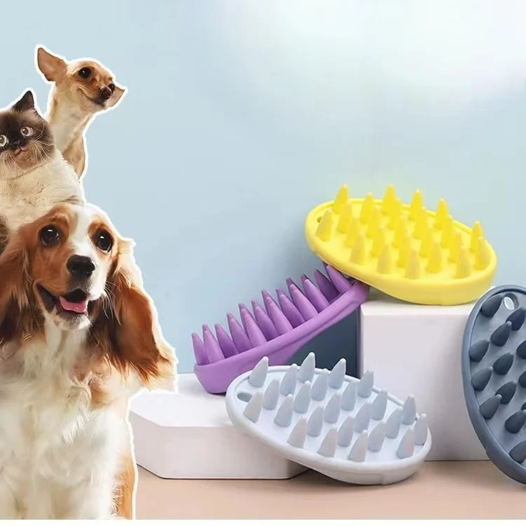 Bathroom Puppy Dog Cat Bath Massage Gloves Brush Safety Silicone Pet Accessories