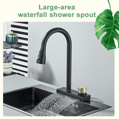 Rainfall Kitchen Faucet Flexible Pull Out 3 Way Nozzle Gourmet Kitchen