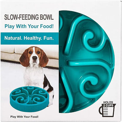 Pet Dog Slow Feeder Bowl Fun Non Slip Anti-Gulping Slower Food