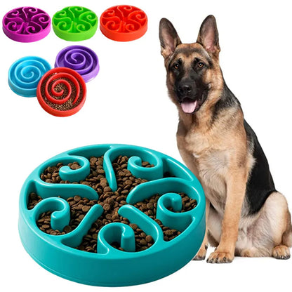 Pet Dog Slow Feeder Bowl Fun Non Slip Anti-Gulping Slower Food