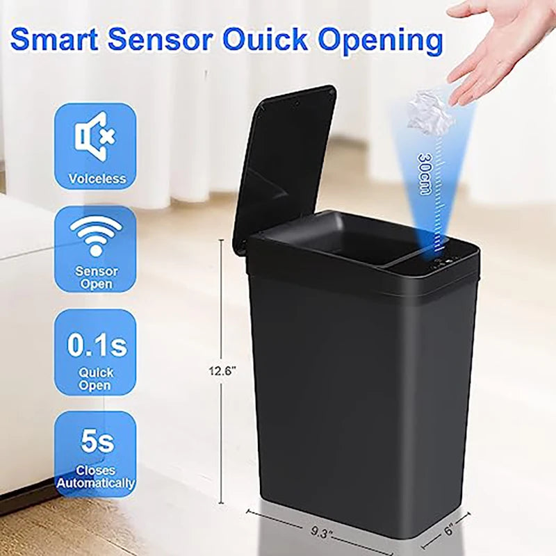 12L Smart Trash Can Waterproof Automatic Sensor Garbage Can For Bathroom