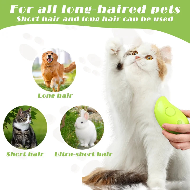 Dog Steam Brush Electric Spray Cat Hair Brush For Massage Pet Grooming