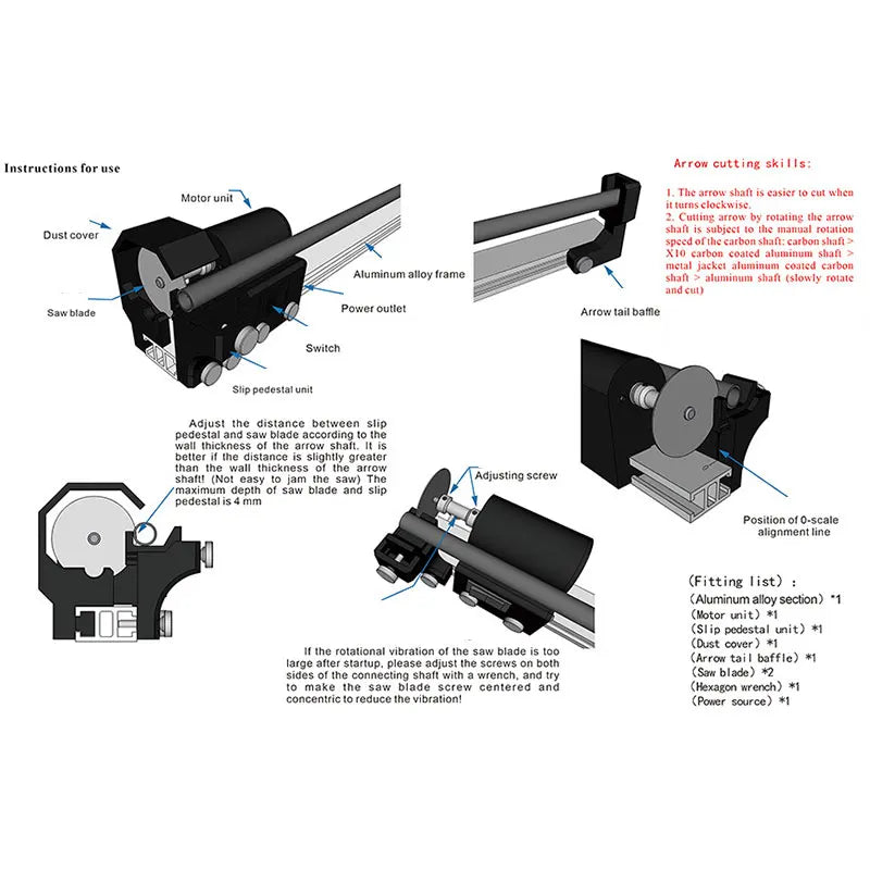 Electric Archery Arrow Cutter with Replacement Cutting Blades for Carbon Fiberglass