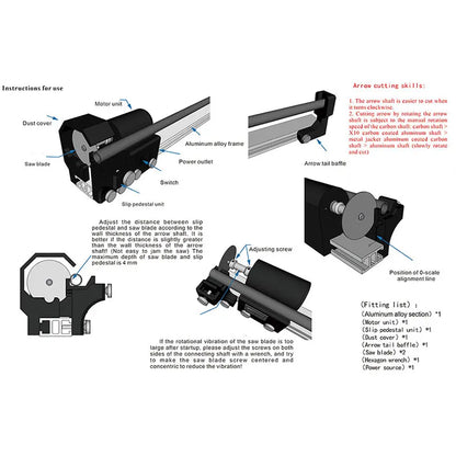 Electric Archery Arrow Cutter with Replacement Cutting Blades for Carbon Fiberglass