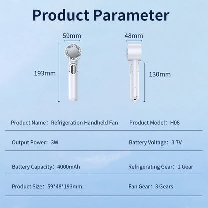 Portable Electric Fan Semiconductor Refrigeration Handheld Fan 4000mAh