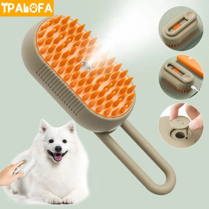 3in1 Water Dog Brush Electric Spray Pet Steam Brush Soft Silicone