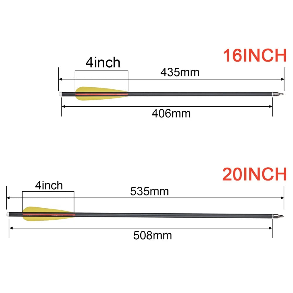 Toparchery 16/20" Mixed Carbon Crossbow Arrows ID7.6 OD8.8 AMO514