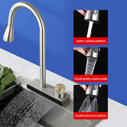 304 Stainless Steel Kitchen Waterfall Faucet Single-Hole Cold And Hot Water Faucet Can