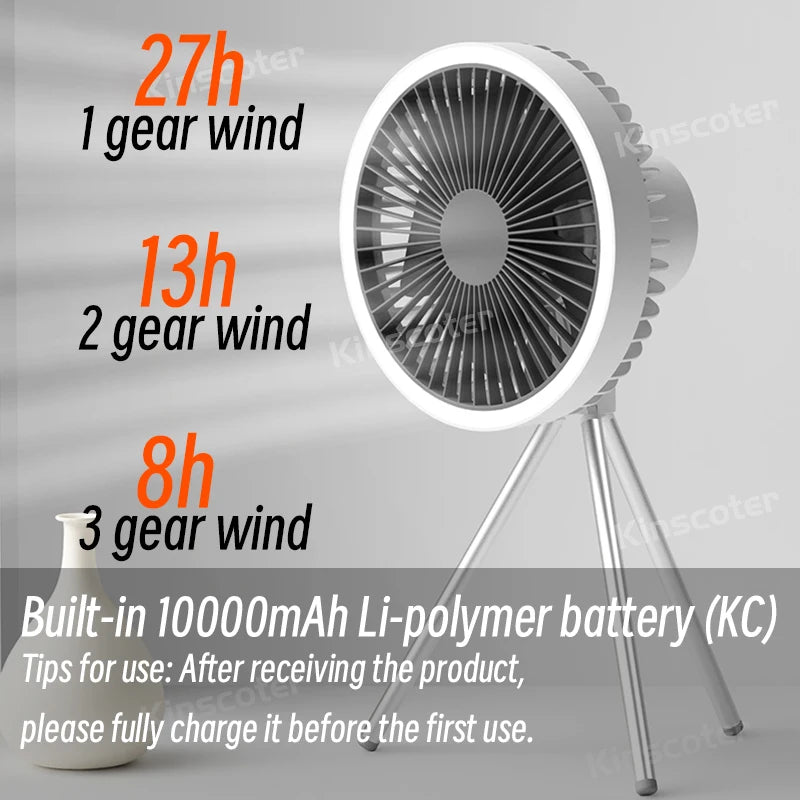 KINSCOTER 10000mAh Camping Fan Desktop Portable Air