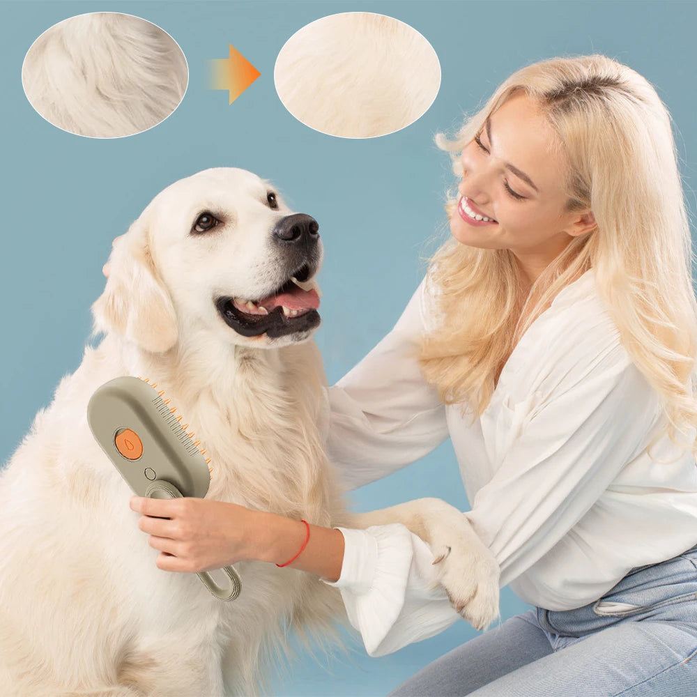 3in1 Water Dog Brush Electric Spray Pet Steam Brush Soft Silicone