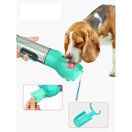 3 In 1 Portable Pet Dog Water Bottle Food Feeder Drinker Poop Dispenser