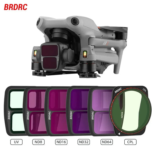 BRDRC Camera Lens Filter Set for DJI Air 3 UV/CPL/ND8/16/32 Optical Glass