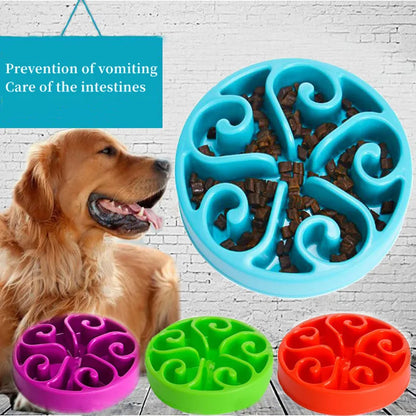 Pet Dog Slow Feeder Bowl Fun Non Slip Anti-Gulping Slower Food