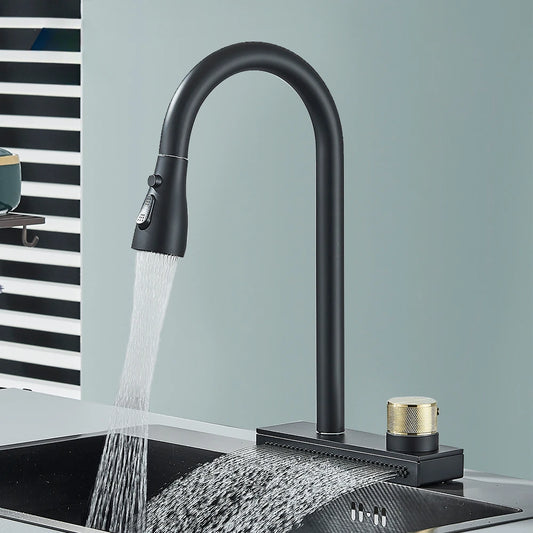 Rainfall Kitchen Faucet Flexible Pull Out 3 Way Nozzle Gourmet Kitchen