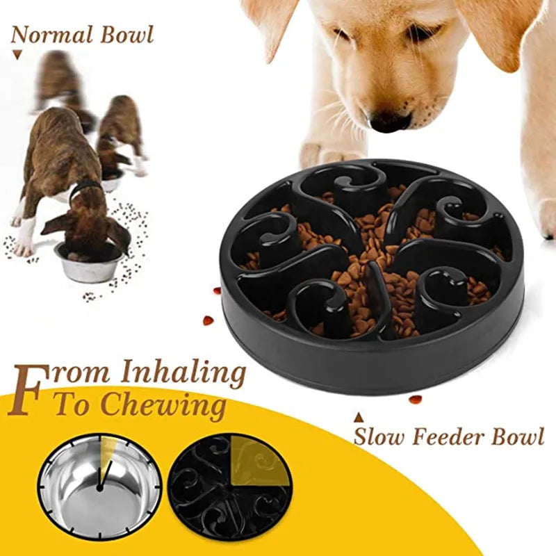 Pet Dog Slow Feeder Bowl Fun Non Slip Anti-Gulping Slower Food