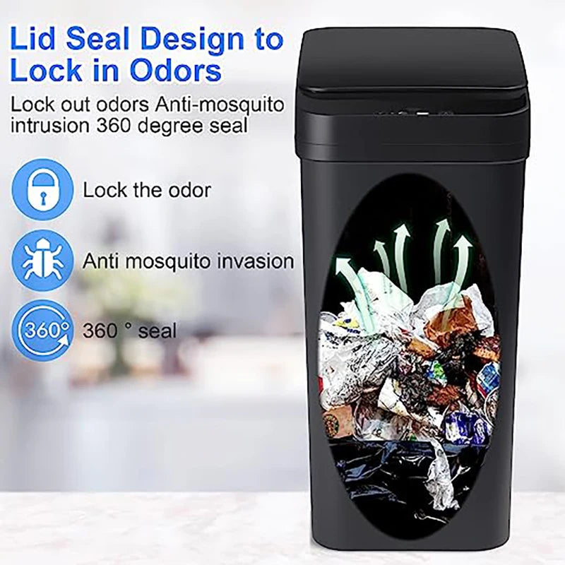 12L Smart Trash Can Waterproof Automatic Sensor Garbage Can For Bathroom