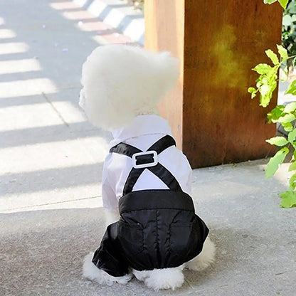 Dog Bow Tie Suit Tuxedo Costume Formal Shirt With Strap Cloth