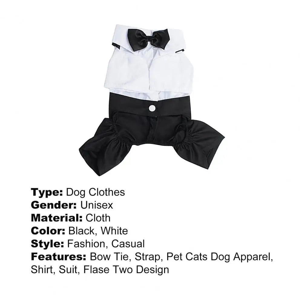 Dog Bow Tie Suit Tuxedo Costume Formal Shirt With Strap Cloth