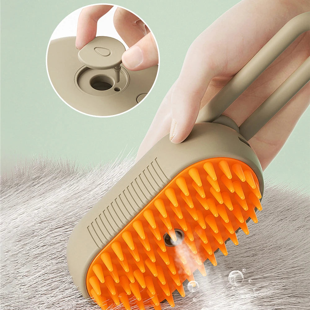 3in1 Water Dog Brush Electric Spray Pet Steam Brush Soft Silicone