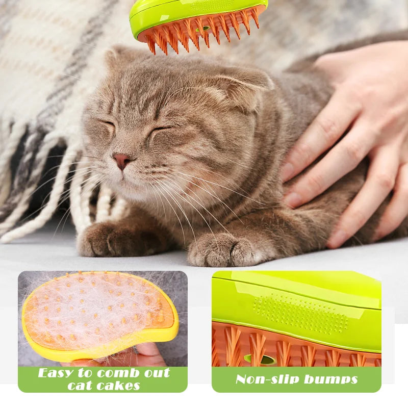 Dog Steam Brush Electric Spray Cat Hair Brush For Massage Pet Grooming