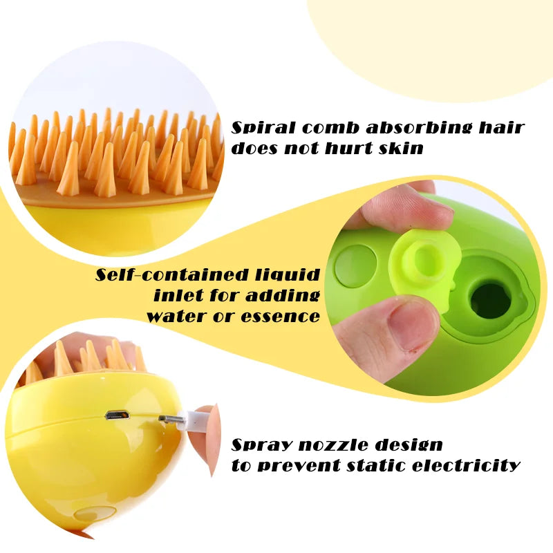 Dog Steam Brush Electric Spray Cat Hair Brush For Massage Pet Grooming